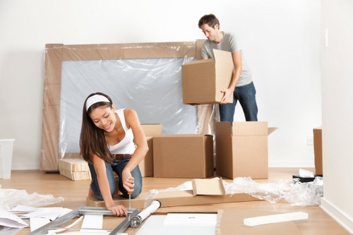 Packed boxes and household items prepared for removals van transport