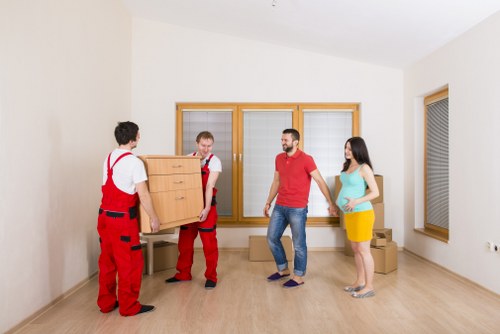 Furniture and household items being transported during a local move