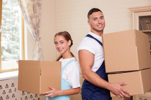 Packed moving boxes and household items ready for transport